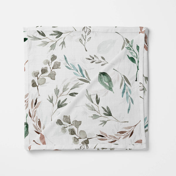 Bamboo Baby Swaddle Blanket, Botanical Print - Wee Bambino