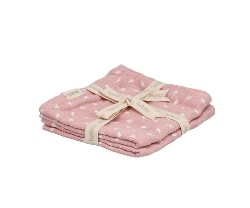 2 Baby Muslins - Pink Leaves - Wee Bambino