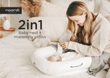 Noordi 2in1 Deluxe Baby Nest & Maternity Pillow with Silver-Ion Cotton, White