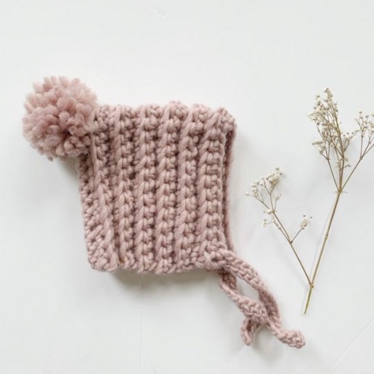 Baby bonnet Dusty Pink: 0 - 3 mths - Wee Bambino