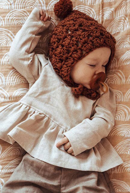 Baby crochet merino wool bonnet: Newborn - Wee Bambino