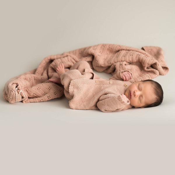 Baby Gift Openwork Blanket - Pink - Wee Bambino