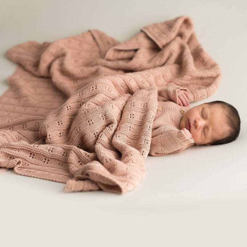 Baby Gift Openwork Blanket - Pink - Wee Bambino