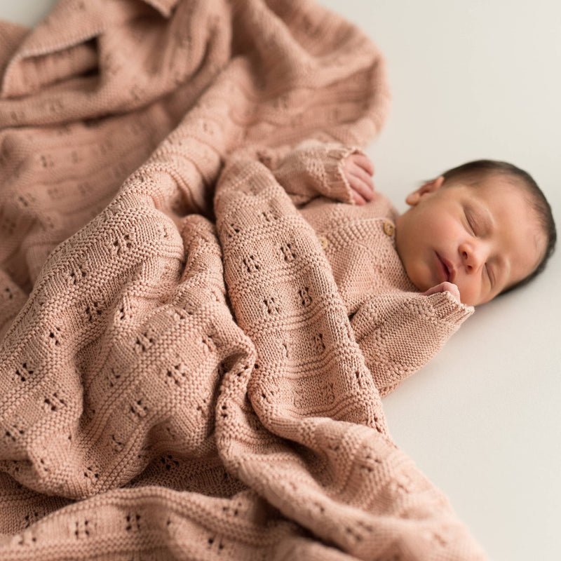 Baby Gift Openwork Blanket - Pink - Wee Bambino
