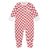 Baby Jersey Sleepsuit - Red Checkerboard - Wee Bambino