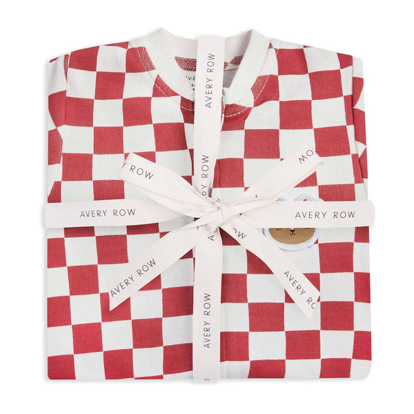 Baby Jersey Sleepsuit - Red Checkerboard - Wee Bambino