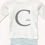 Baby Large Letter Monogram Personalise Outfit Set, 0 - 3 months - Wee Bambino