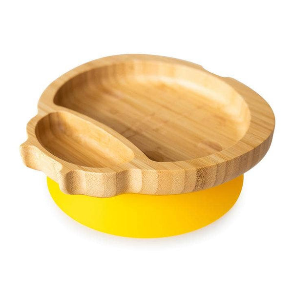 Bamboo Ladybird Plate with Suction Base: Yellow. - Wee Bambino