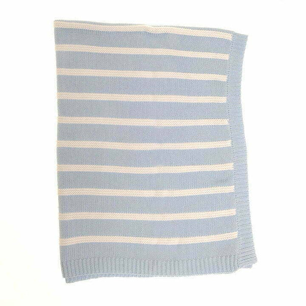 Blue and White Stripes Blanket - Wee Bambino