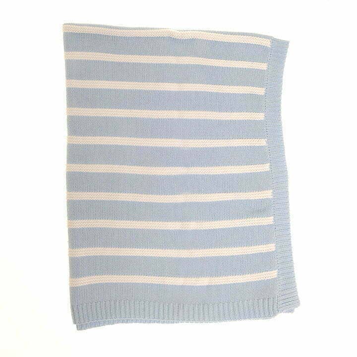 Blue and White Stripes Blanket - Wee Bambino
