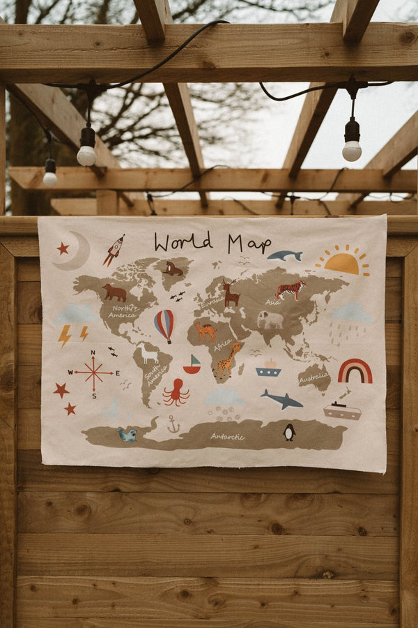 Canvas World Map Banner - Colour - Wee Bambino