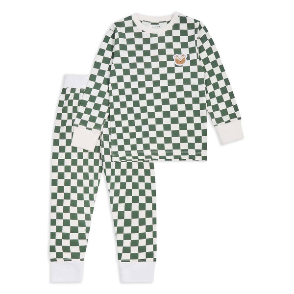 Children's Jersey Pyjamas - Green Checkerboard - Wee Bambino