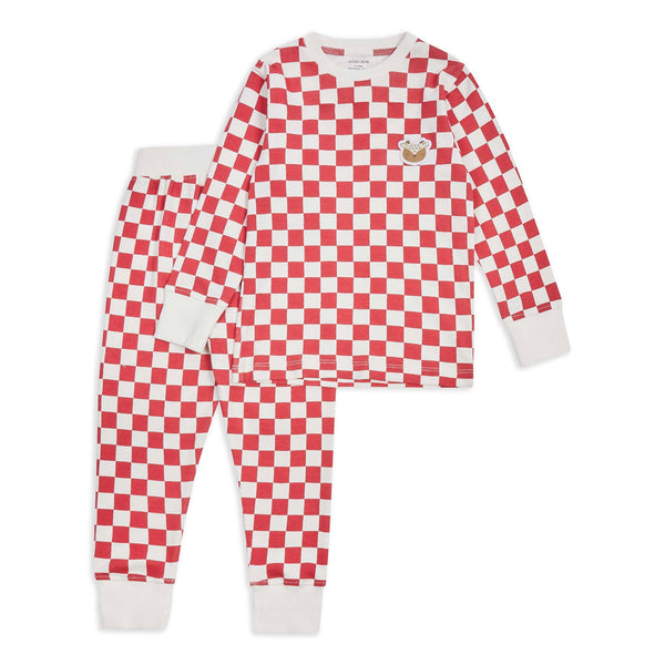 Children's Jersey Pyjamas - Red Checkerboard - Wee Bambino