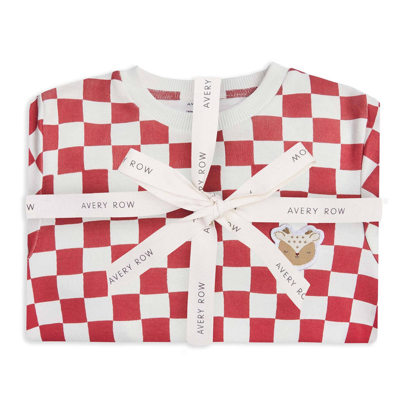 Children's Jersey Pyjamas - Red Checkerboard - Wee Bambino