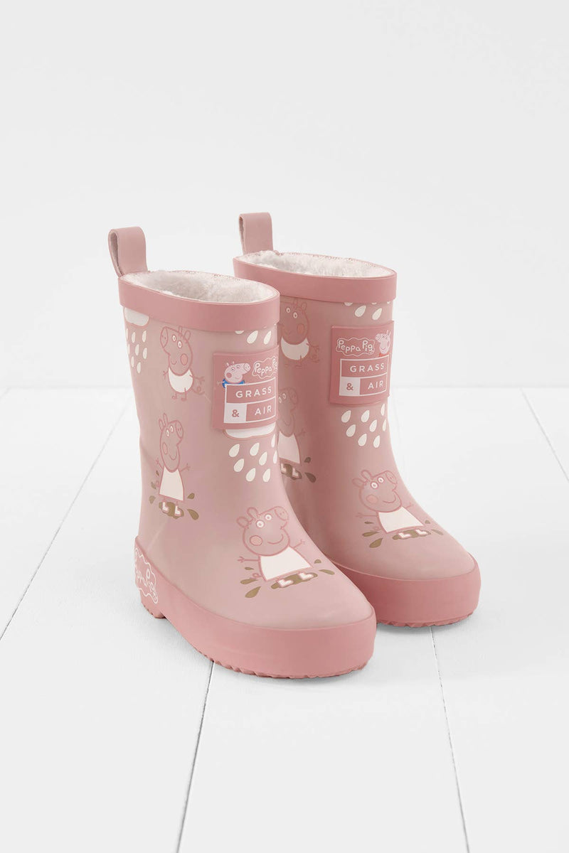 Colour - Changing Kids Wellies - Peppa Pig Pink (Teddy Fleece) - Wee Bambino