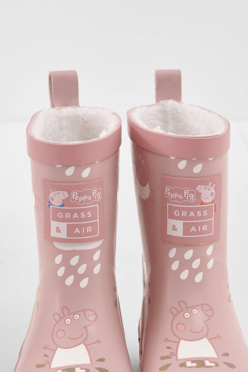 Colour - Changing Kids Wellies - Peppa Pig Pink (Teddy Fleece) - Wee Bambino