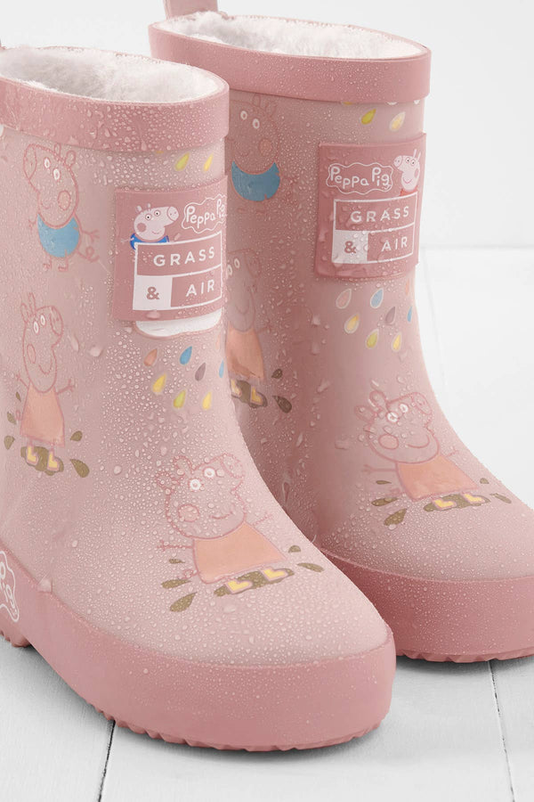 Colour - Changing Kids Wellies - Peppa Pig Pink (Teddy Fleece) - Wee Bambino