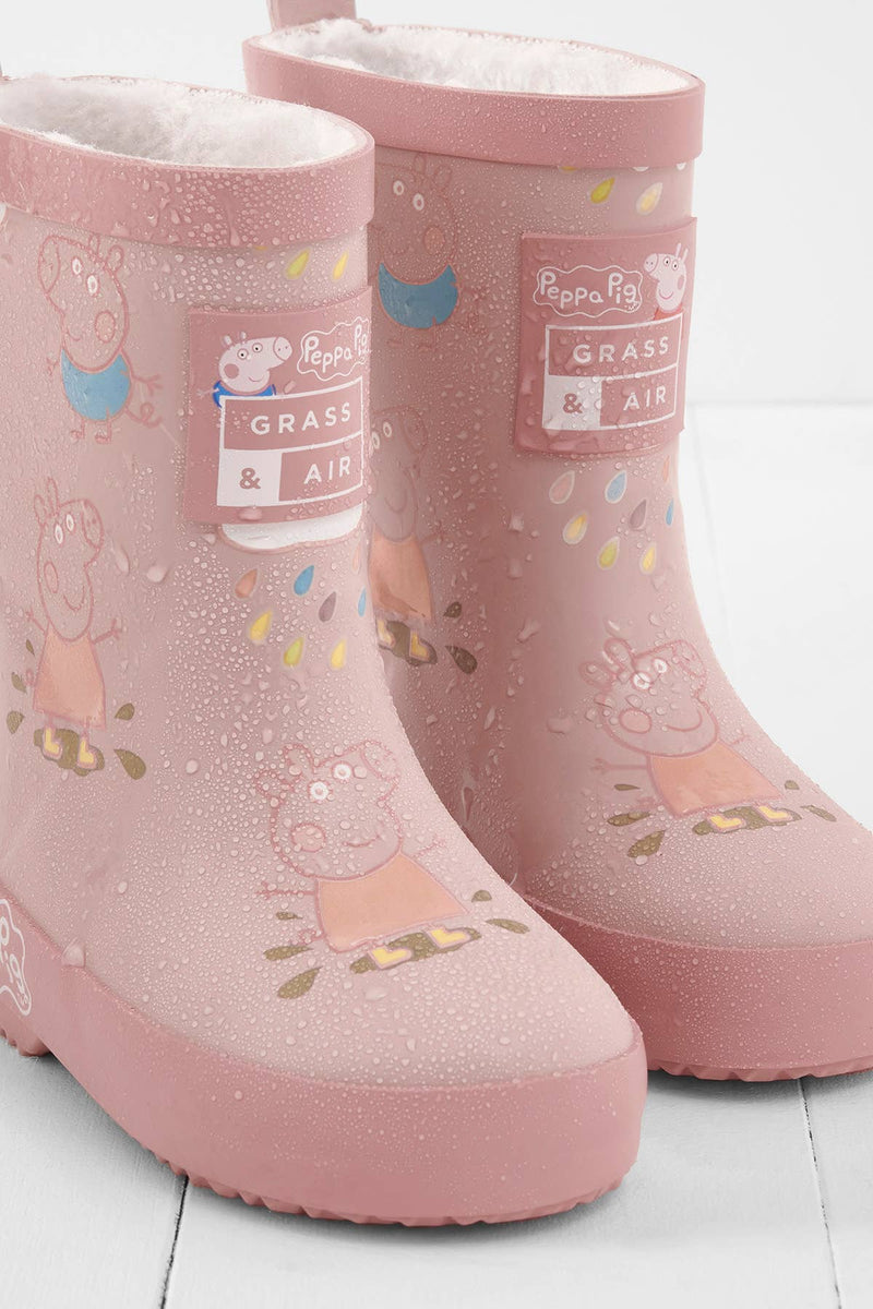 Colour - Changing Kids Wellies - Peppa Pig Pink (Teddy Fleece) - Wee Bambino