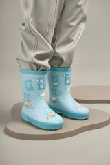 Colour - Changing Kids Winter Wellies - George Blue (Teddy Fleece) - Wee Bambino