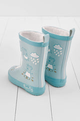 Colour - Changing Kids Winter Wellies - George Blue (Teddy Fleece) - Wee Bambino