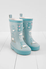 Colour - Changing Kids Winter Wellies - George Blue (Teddy Fleece) - Wee Bambino