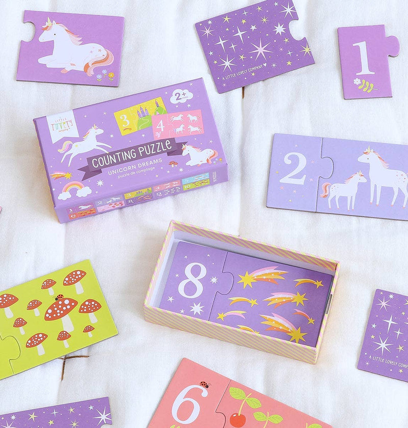 Counting puzzle/match and count: Unicorn dreams - Wee Bambino