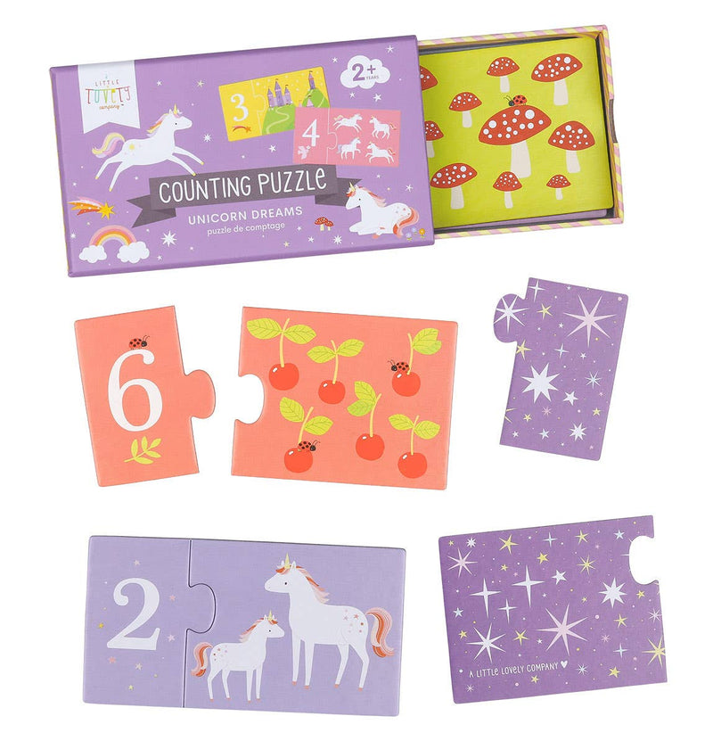 Counting puzzle/match and count: Unicorn dreams - Wee Bambino