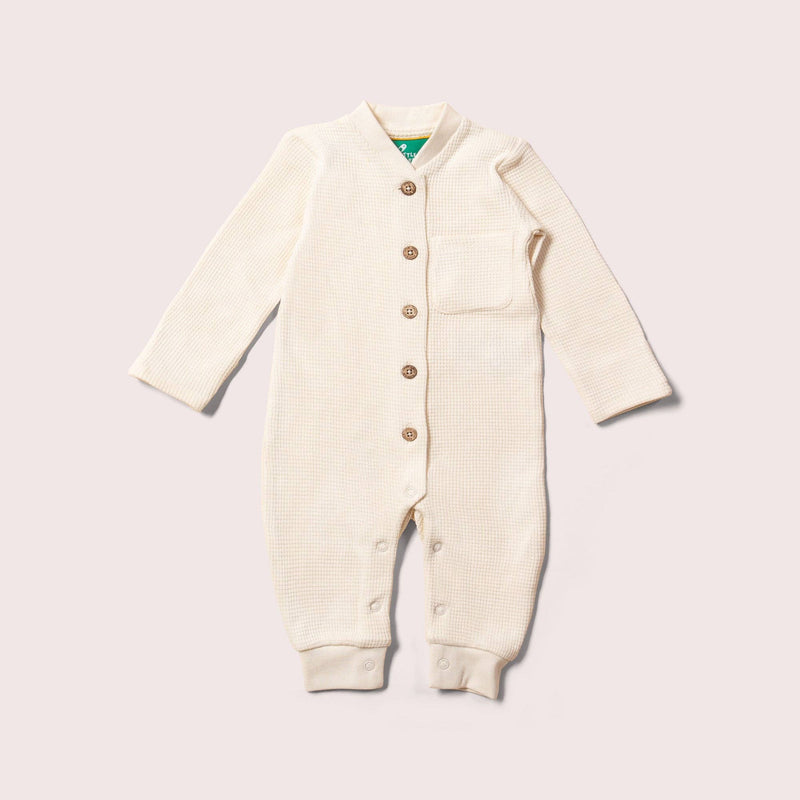 Cream Organic Waffle Playsuit - Wee Bambino