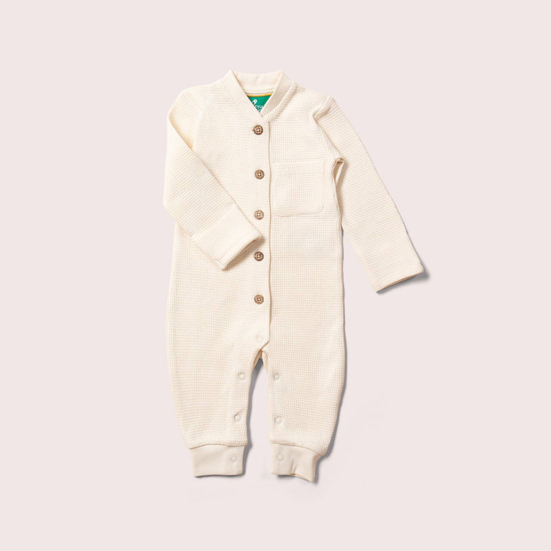 Cream Organic Waffle Playsuit - Wee Bambino