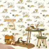 Dinosaurs Wallpaper - Jurassic Grey/Olive - Wee Bambino