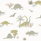 Dinosaurs Wallpaper - Jurassic Grey/Olive - Wee Bambino