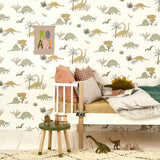 Dinosaurs Wallpaper - Jurassic Grey/Olive - Wee Bambino