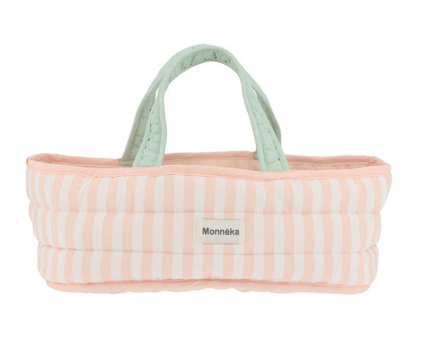 Doll Basket Stripes Pink - Wee Bambino