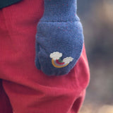 Dreamy Blue Embroidered Knitted Mittens - Wee Bambino