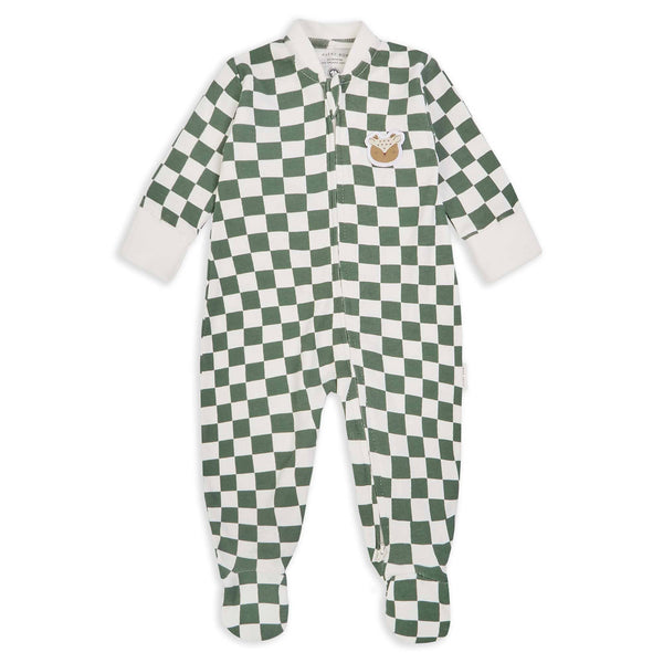 EX PHOTOSHOOT Baby Jersey Sleepsuit - Green Checkerboard - Wee Bambino