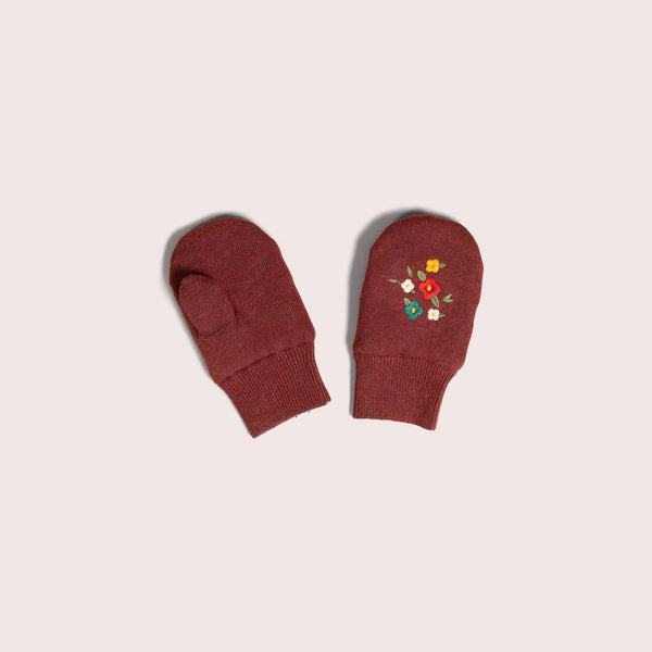 EX PHOTOSHOOT Hazelnut Embroidered Knitted Mittens - Wee Bambino