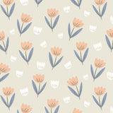 Fleur Wallpaper - Peach/Dusky Blue - Wee Bambino
