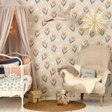 Fleur Wallpaper - Peach/Dusky Blue - Wee Bambino