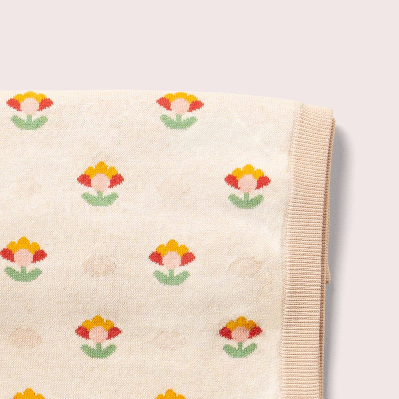 Flowers Soft Knitted Baby Blanket - Wee Bambino