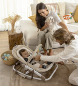 Fold Hammock Baby Rocker with Toy Arch & Reversible Newborn Cushion, Sesame - Wee Bambino