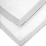 Forrest Cotton Fitted Sheets – Pack of 2, 140 x 70 cm Cot Bed Size, White - Wee Bambino