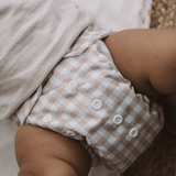 Gingham Taupe - One Size All - In - One Reusable Cloth Nappy - Wee Bambino