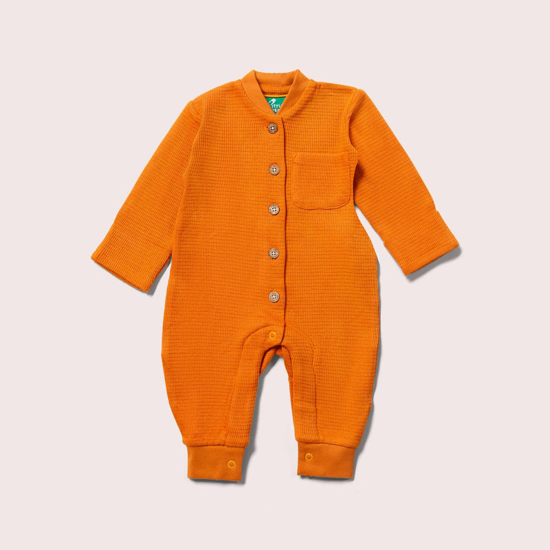 Golden Ochre Organic Waffle Playsuit - Wee Bambino