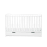 Ickle Bubba Coleby Classic Cot Bed & Under Drawer White - Premium Pocket Sprung Mattress - Wee Bambino