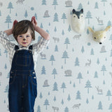 Into the Wild Wallpaper - Grey/Storm Green - Wee Bambino