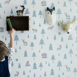 Into the Wild Wallpaper - Grey/Storm Green - Wee Bambino
