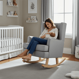 Johnston's Soothe Easy Deluxe Nursery Chair & Rocker – 2 - in - 1 Nursing & Feeding Chair, Grey - Wee Bambino