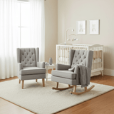 Johnston's Soothe Easy Deluxe Nursery Chair & Rocker – 2 - in - 1 Nursing & Feeding Chair, Grey - Wee Bambino