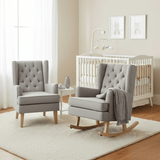 Johnston's Soothe Easy Deluxe Nursery Chair & Rocker – 2 - in - 1 Nursing & Feeding Chair, Grey - Wee Bambino