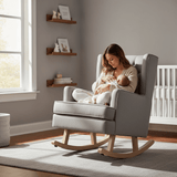 Johnston's Soothe Easy Deluxe Nursery Chair & Rocker – 2 - in - 1 Nursing & Feeding Chair, Grey - Wee Bambino